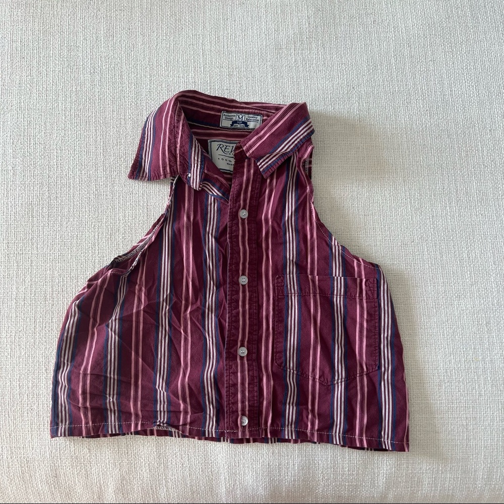 Vintage Remade Sleeveless Cropped Oxford Shirt
